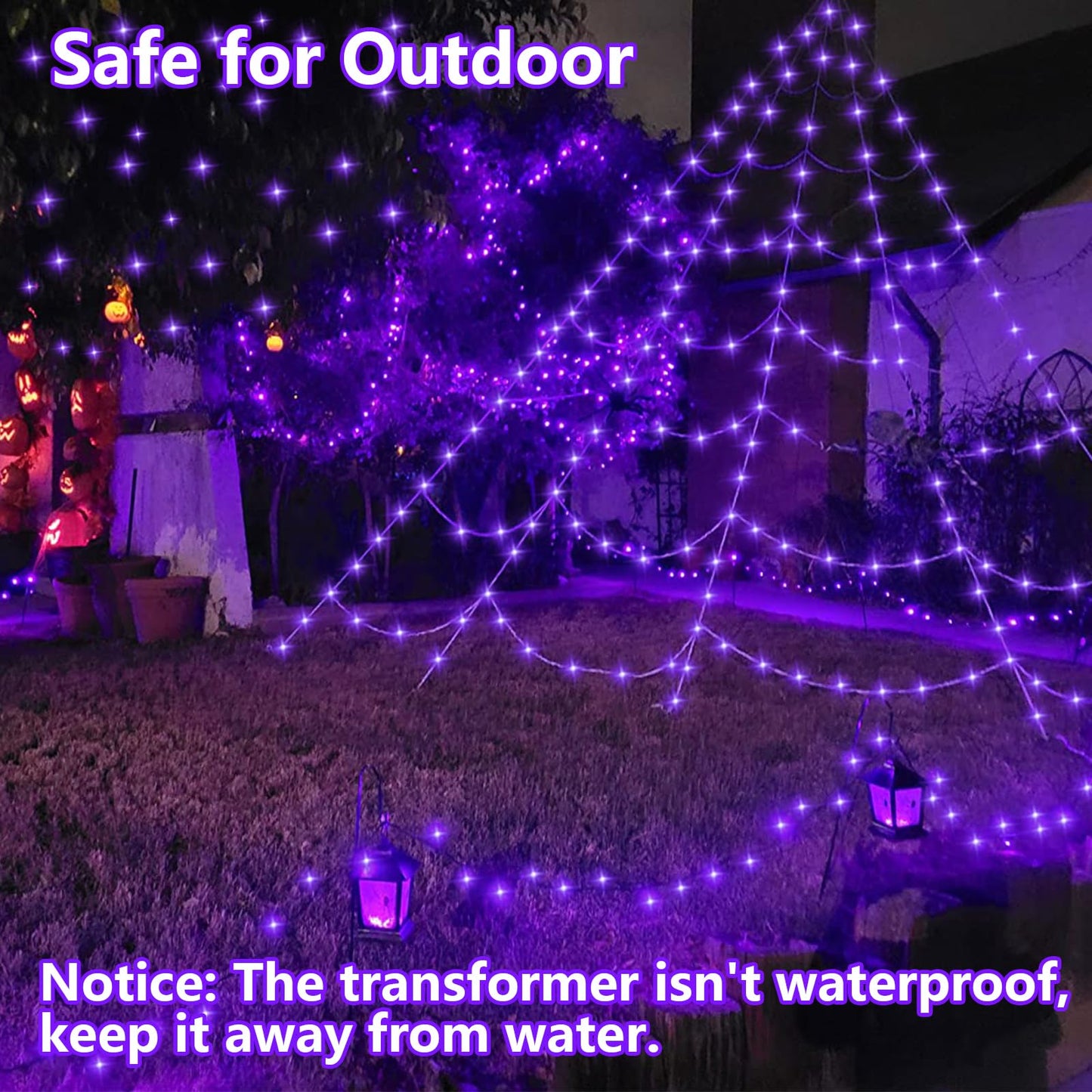 YEGUO 165ft 500 LED Christmas Lights Outdoor Waterproof, Purple String Lights Indoor Plug in, 8 Modes Clear Wire Purple Lights for Halloween Holiday Home Tree Garden Patio Decor