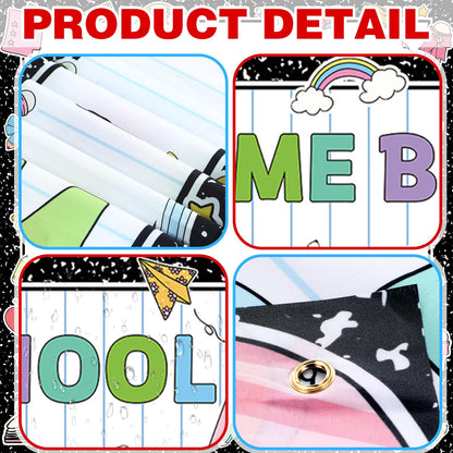 Fanfanwin 3 Pcs Welcome Back to School Banner Pastel Composition First Day of School Decoration Learning Party Supplies for Teacher Kindergarten Primary Classroom Decoration