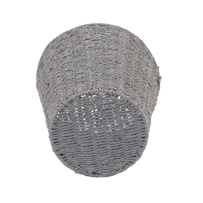 Household Essentials Woven Waste Basket, Gray Paper Rope Waste Bin for Bathroom, Bedroom, Office
