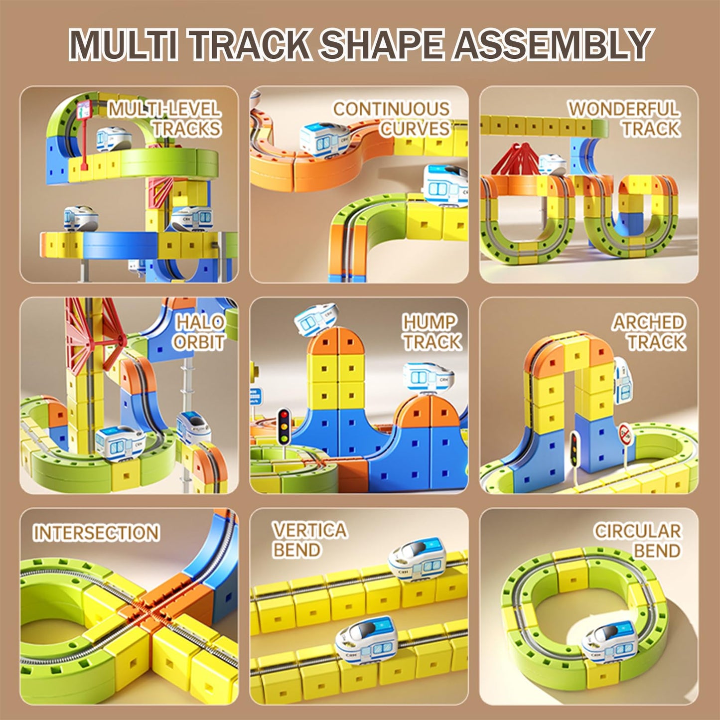 160PCS Magnetic Cube Track Train Set for Toddlers – 3D Vertical STEM Building Block Rail – Electric Magnetic Train Set Toy for Boys & Girls Ages 3-8