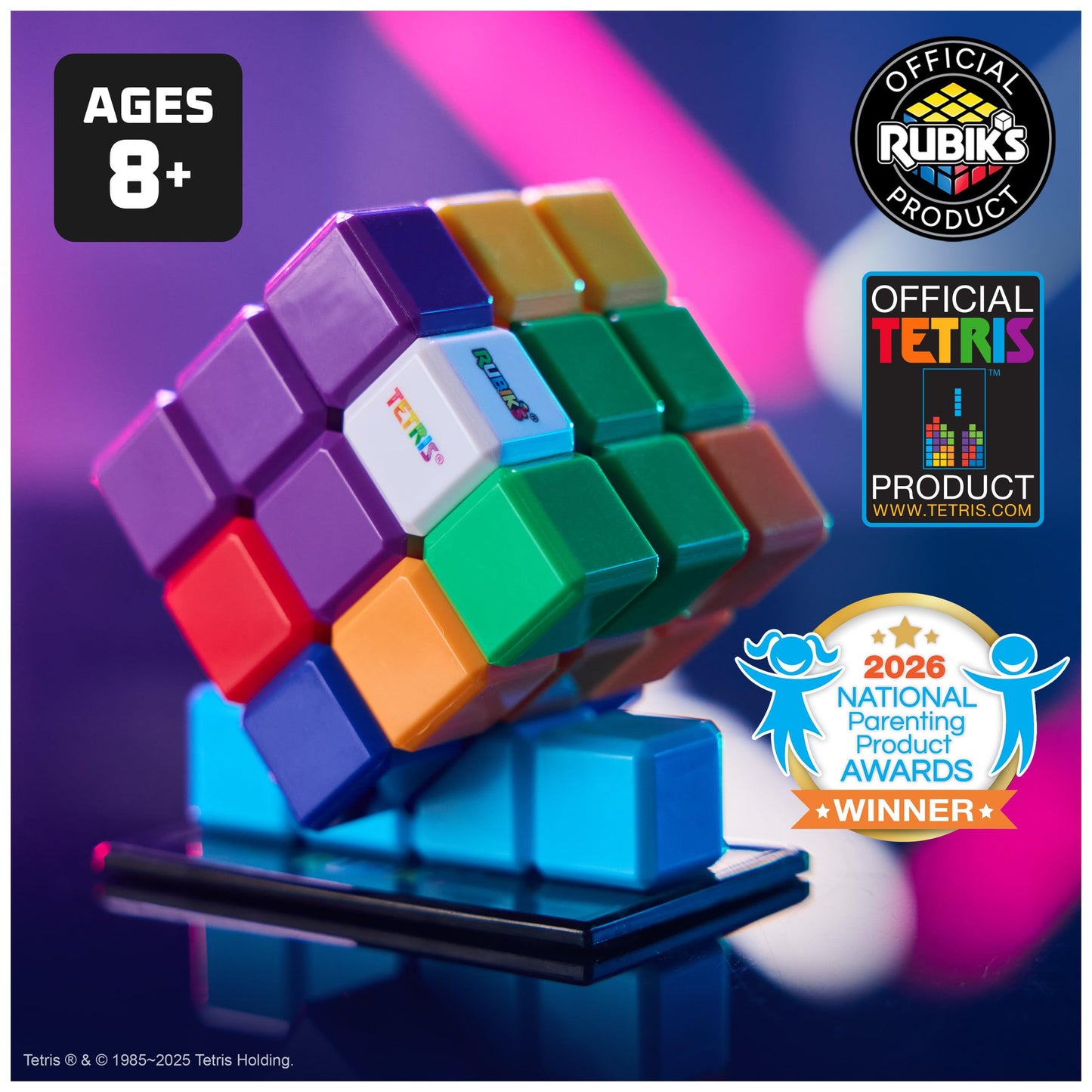 Rubik’s Cube, Tetris Cube, Solve for Classic Tetris Tetriminos, Brain Teaser Puzzle for Adults, Problem-Solving Brain Teaser, Color-Matching Puzzle, Fidget Toy, for Ages 8 & Up
