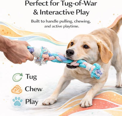 Dog Rope Toy – Eco-Friendly Durable Cotton Dog Chew Toy for Aggressive Chewers & Puppies – Interactive Molar Teeth Cleaning, Perfect for Small & Medium Dogs (10in), Safe, Non-Toxic, Fun Play