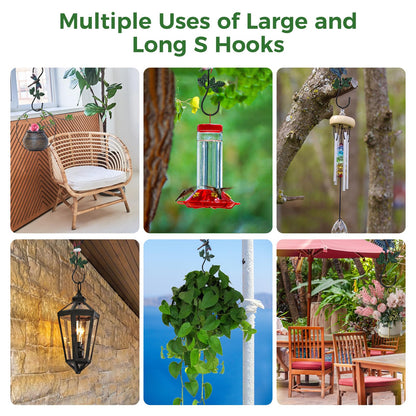 Kitwinney Large Decorative S Hooks, Set of 3 Plant Hangers, Beautiful and Vivid Plant Hook for Hanging Outdoor Indoor Garden Plants, Flower Baskets, Pots, Bird Feeders