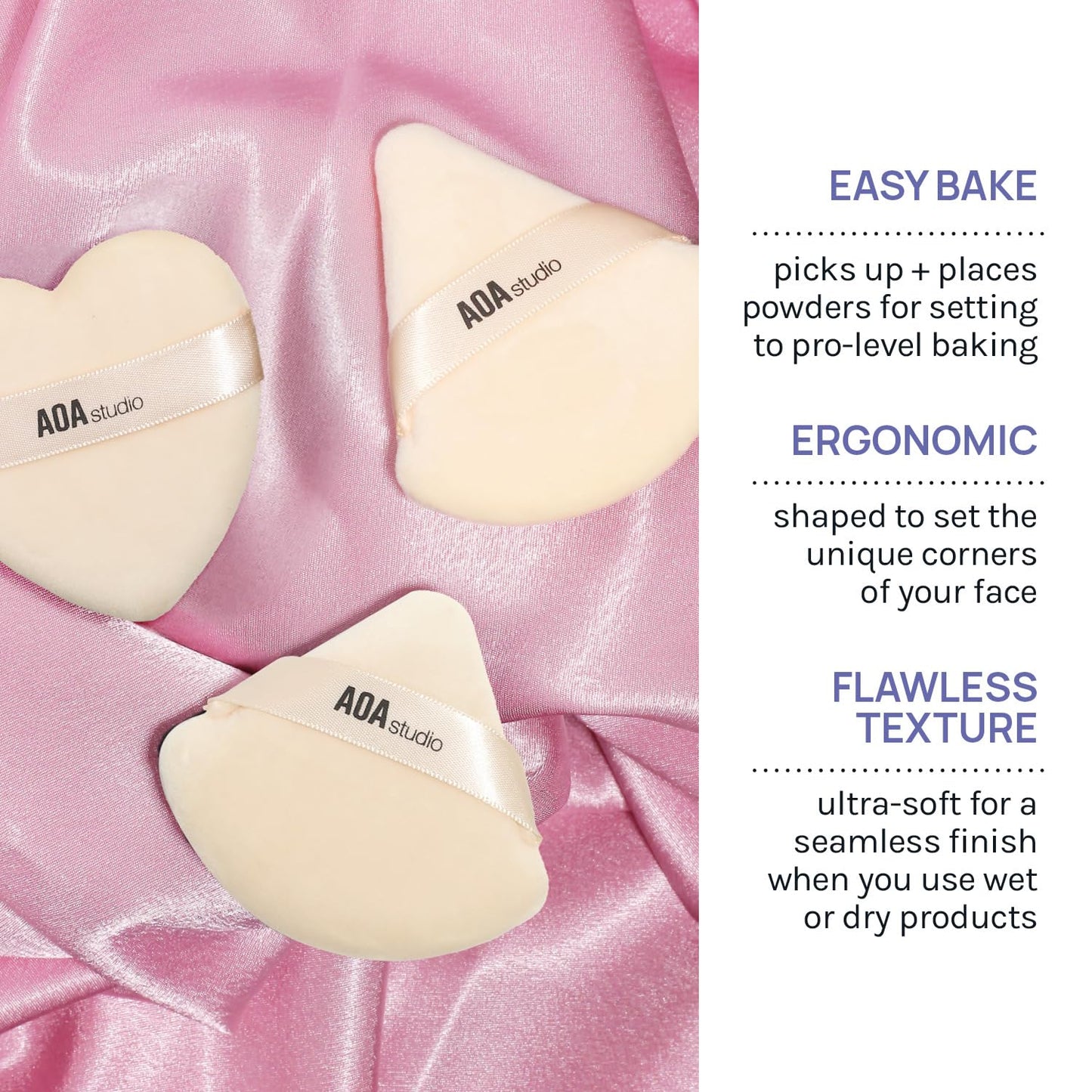 AOA Studio Velvet Puffs Makeup Puff Set of 6 Loose Powder Body Powder, Velour Makeup Blender Sponge Foundation Blending Sponges Set Beauty Makeup Tools(Black/Peach)