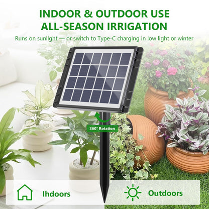 HEKIWAY 82FT Solar Drip Irrigation System, Auto Watering Kit for 30 Pots, Solar-Powered Plant Watering, 25 Timer Modes, 900ml/min Flow Indoor/Outdoor Garden, Balcony & Patio Irrigation System