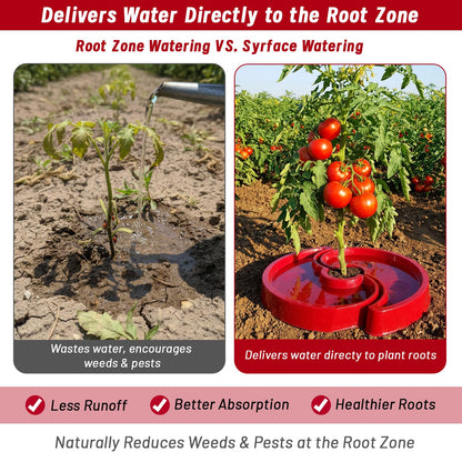 8 Sets Tomato Watering Trays, Surrounding Red Tomato Automator Tray, Root Irrigation Trays for Vegetables, Reduce Runoff, Weed Control, Boost Growth for Tomatoes, Peppers & Garden Veggies