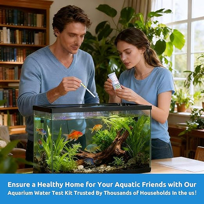 SEAOURA 9-in-1 Aquarium Test Kit for Fish Tanks - 135 Strips Water Testing Strips for Aquariums & Ponds Accurate Testing Iron，Copper，Nitrate，Nitrite，Chlorine，Hardness，Alkalinity，Carbonate，pH