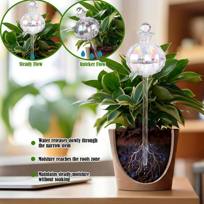 Thenshop 4 Pack 10 oz Large Plant Self Watering Globes Top Fill Glass Cactus Bulbs Iridescent Vacation Plant Slow Release Watering Devices for Indoor Outdoor Planting Lover Gifts