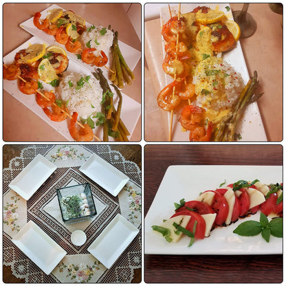 Foraineam 4 Pack Porcelain Serving Platters 10-1/4 x 5 inch Rectangular Serving Trays, Dessert, Appetizer, Salad Side Plates