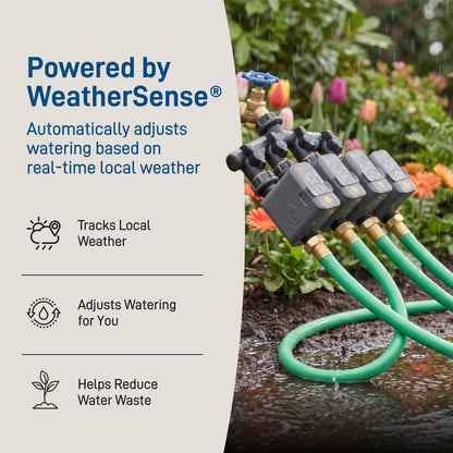 Orbit 21207 B-hyve Gen 2 Smart Hose Watering Timer, 4-Pack with Wi-Fi Hub and Hose Y Splitter
