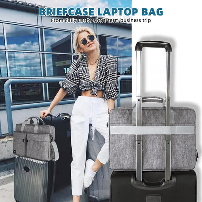 KINGSLONG 17.3 inch Laptop Briefcase Bag, Laptop Shoulder Bag for Men Women, Water Resistant Business Crossbody Bag with Shoulder Strap, Computer Bag for Asus Acer Dell Thinkpad, Grey