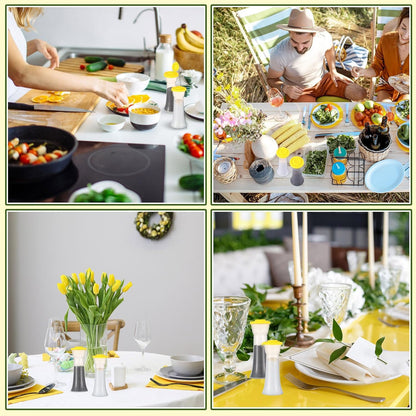 2 plastic salt and pepper bottles with lids, moisture-proof salt and pepper containers,salt shaker， camping, family dining, Christmas kitchen gifts(Yellow)