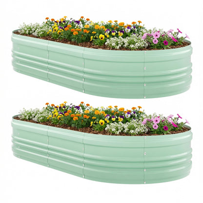 WORKPRO 2PK 8x4x1ft Outdoor Galvanized Raised Garden Bed, Easy Assembly Planter Raised Beds for Vegetable, Flowers, Herbs, Light Green