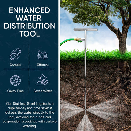 Varomorus Stainless Steel Deep Root Tree Watering Tool Irrigation System Wand T-Handle with Valve