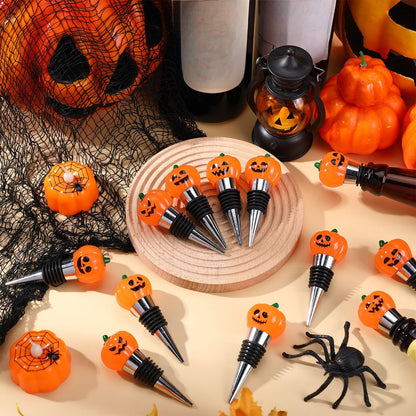 Blosssound 24 Pcs Halloween Wine Stopper Party Favors for Adults Bulk Glow in Dark Pumpkin Wine Corks Halloween Goodie Bags Stuffers Wine Accessories Gift for Host