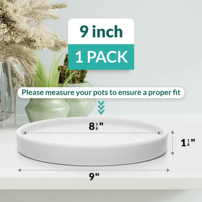 Willowy 2 Pack 9 Inch Matte White Ceramic Plant Drainage Trays, Indoor Use