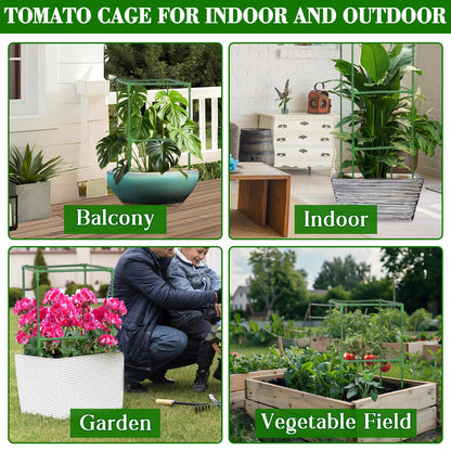 ZeeDix Tomato Cages with Bird Netting Set - 4 Pack 60 Inches Heavy Duty Tomato Cages + 4 Pack 57 Inches Garden Mesh Barrier for Tomatoes Climbing Vegetables Flowers