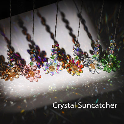 HDCRYSTALGIFTS 6PCS 12.5'' Crystal Sunflower Suncatchers for Window Hanging, Window Sun Catchers Crystals Rainbow Maker Light Catcher Indoor Outdoor Garden Decor Glass Ornaments for Christmas Tree