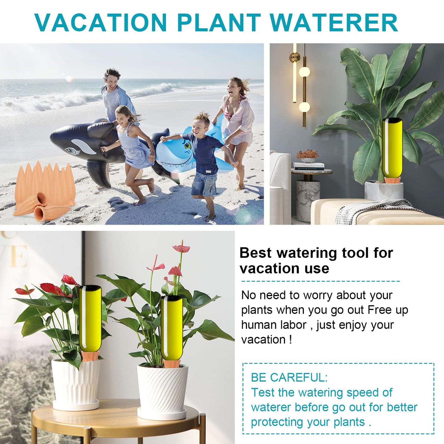 KOAMLY Plant Self-Watering Stakes 12 Pack Terracotta Plant Watering Stakes,Recycled Wine Bottle Plant Watering Spikes for Vacation