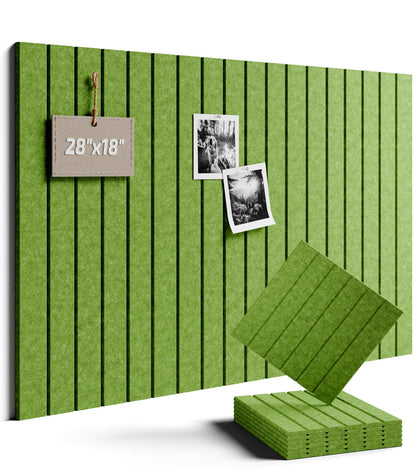 Felt Bulletin Board Tiles -28"x18" with 40 Adhesive Tabs, Cork Board Alternative for Office Decor, Push Pin Board Wall Organizer 6-Pack(Grass Green)