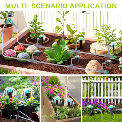Drip Irrigation System 99FT, Complete Automatic Drip Irrigation Kit with Quick Connector, Garden Watering System for Potted Plants with 12mm 6mm Irrigation Tubing Adjustable Emitters for Garden