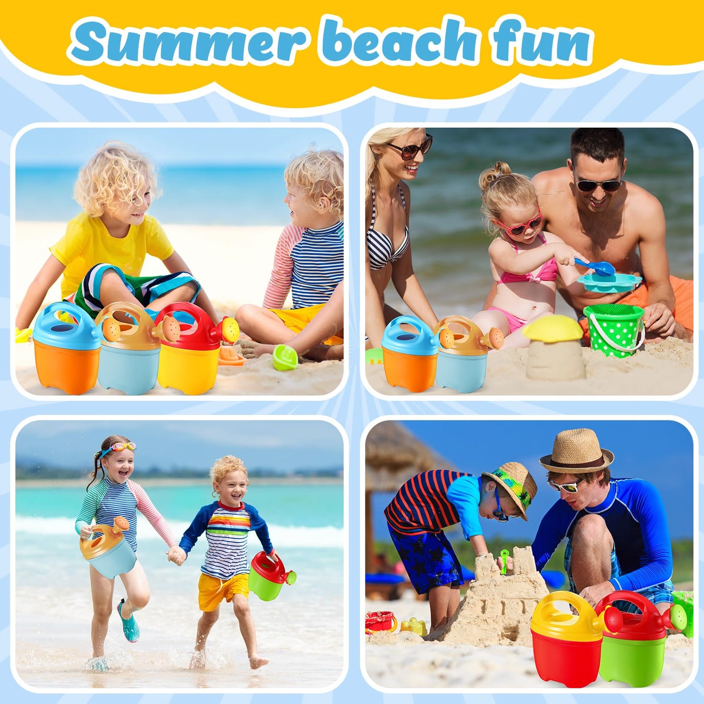 Lenwen 6 Packs Plastic Watering Can for Kids Garden Equipment Toy Watering Pail for Girls and Boys Plant Watering Can Bath Garden Toys Gardening Beach Tools (6 Colors)