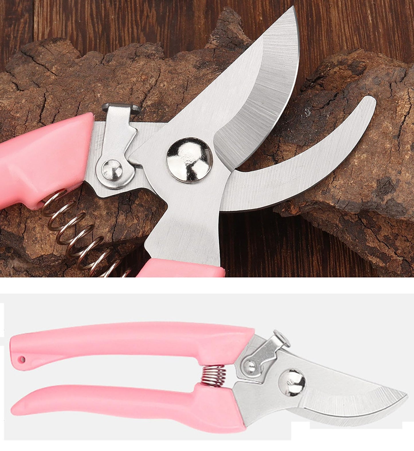 Garden Flower Shears Pruning Shears 6.9 inches Scissors Heavy Duty Plant Scissors for Cutting Flowers, Trimming Plants, Bonsai, Fruits Picking (Pink Handle 2pcs)