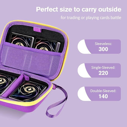 ProCase Collectible Trading Card Case, Hard Travel Carrying Storage Box Holds 300+ Cards for MTG, TCG, Yu-Gi-Oh, Lorcana, Holder Organizer with Removable Divider and Multiple Color Options -Purple