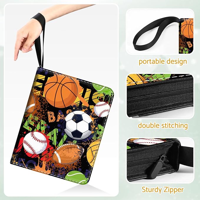 Sports Card Binder Holder 480 Pockets with 60 Removable Sleeves, Portable Sports Trading Cards Binder Album Collector Organizer Protectors with Zipper,Waterproof