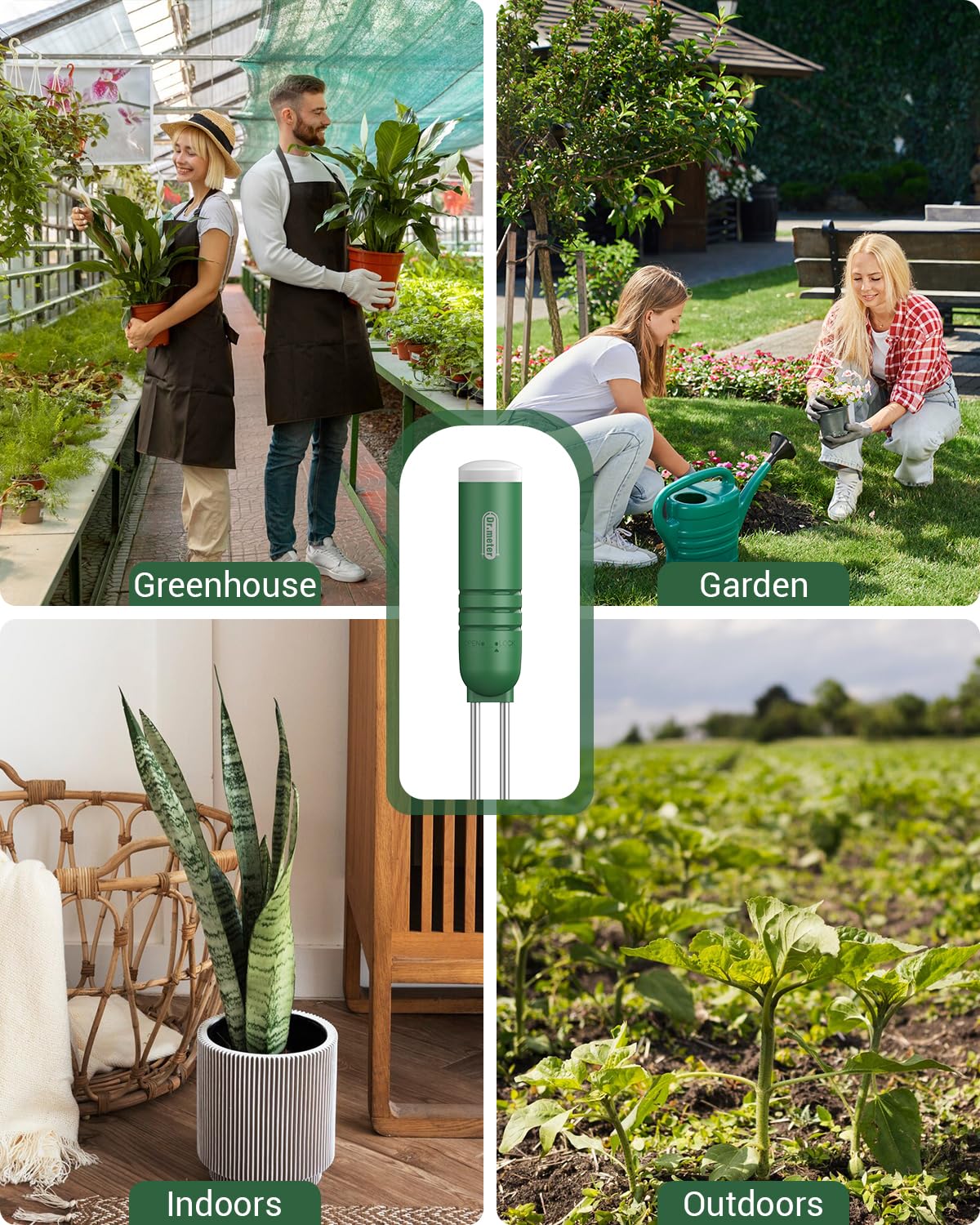 Dr.meter 4-in-1 Soil Moisture Meter, 300ft Wireless Soil Tester Sensor, Temperature/Light/Time/Soil Hygrometer Monitor with Digital LCD Display for Indoor Outdoor Plants, Garden, Lawn, Gardening Gifts