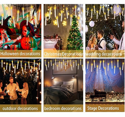 SOONEEDEAR Harry Floating Battery Operated Flameless Hanging Candle Lights with Potter Magic Wand Remote, Floating Candles with Remote, Hanging Decor for Home Classroom Birthday Party Church