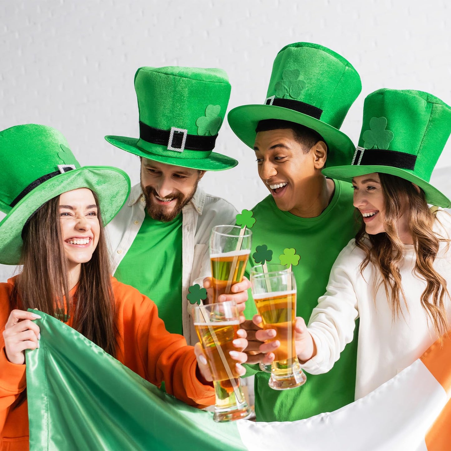 JarThenaAMCS 120Pcs St. Patrick's Day Drink Stirrers Shamrock Disposable Wooden Stir Sticks Irish Green Clover Swizzle Stirrer for Coffee Beverage Party Bar Restaurant Home Weddings Holiday