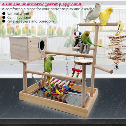 kathson Bird Playground,Parrot Play Stand,Parakeet Play Gym with Breeding Box and Food Cups,Cockatiel Perch Stand with Chewing&Exercise Toys,Birds Playstand for Budgie Conures Lovebirds