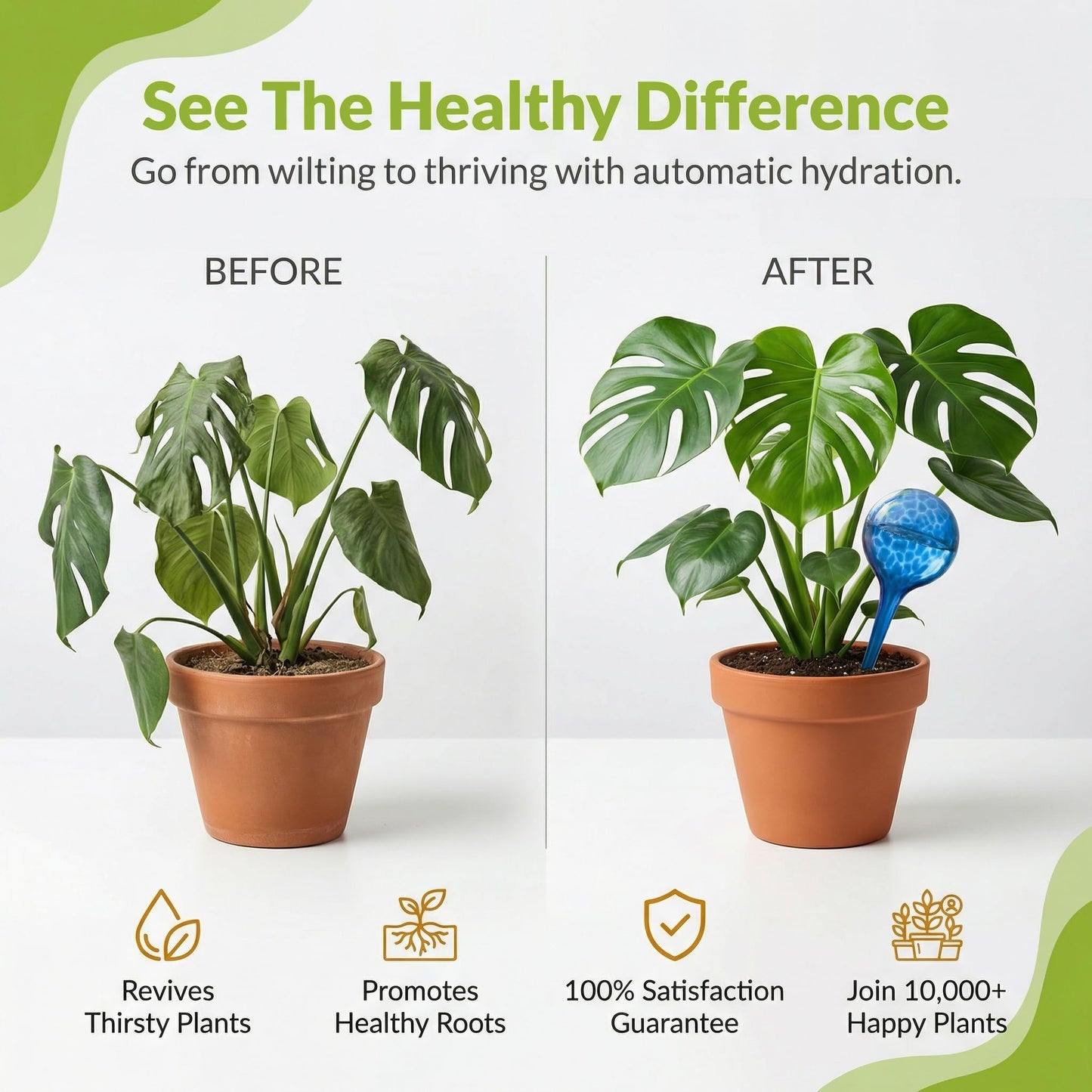 Little Green Leaf Automatic Plant Watering Globes Self Watering Planter Inserts (Set of 6) | Hands Free Multicolor Glass Bulbs | Planter Spikes to Support Indoor & Outdoor Plant Health (350ml)