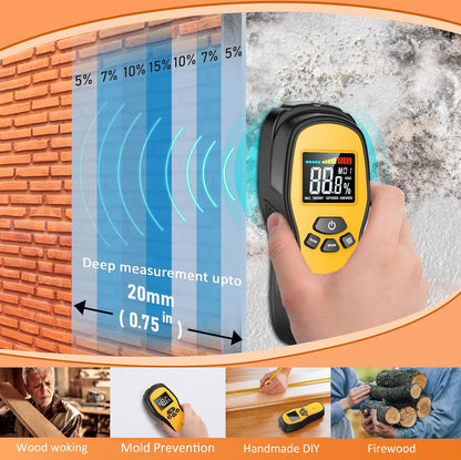 Pinless Moisture Meter - Povlen Wood Moisture Meter Digital Moisture Detector for Lumber Drywall Firewood Masonry Woodworking Plaster Floor Concrete Building with LCD Display Sound Alarm