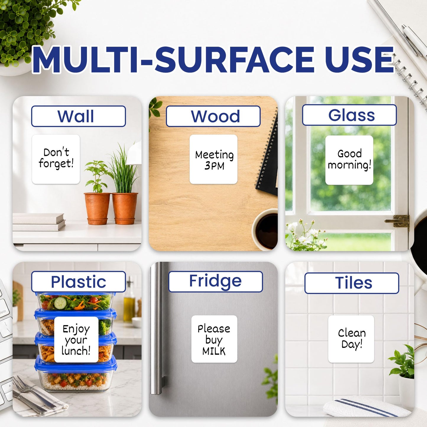 Dry Erase Reusable Sticky Notes – 12 Pack of 4 x4 Whiteboard Stickers – for Home, Office & Classroom – Great for Lists, Reminders, Labels & Decals – Includes 2 Magnetic Fine Tip Markers with Erasers