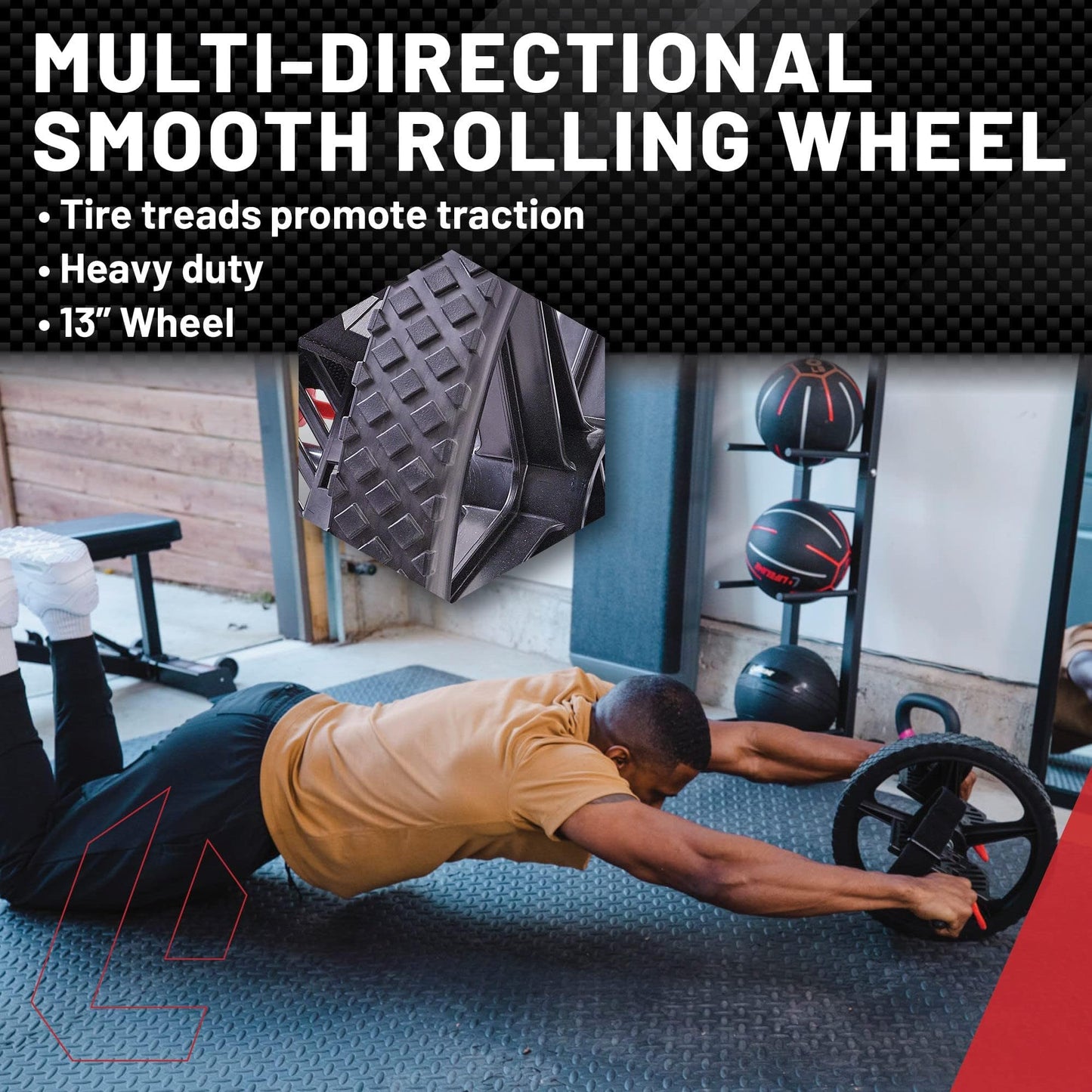 Lifeline Power Wheel for Full Body Functional Fitness - Strengthen Abs, Core, Lower & Upper Body with Foot Straps