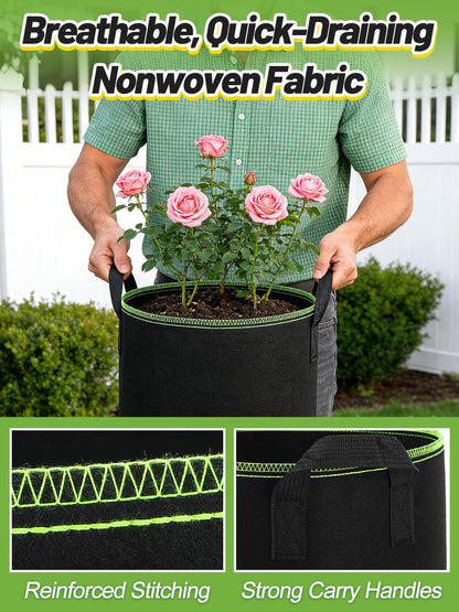 MADHOLLY Self Watering Pots for Indoor Plants with Grow Bags - 2 Pack 5 Gallon Thick Fabric Auto Irrigation Planter with Portable Handles, Water Storage Saucer, for Outdoor Vegetables, Herbs, Flower