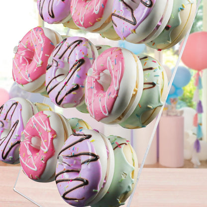 LoveDisplay Donut Wall, 2 Pack Acrylic Donut Stands for Dessert Table, 12 x 10 Inches, Perfect for Birthday, Wedding, Baby Shower, Christmas