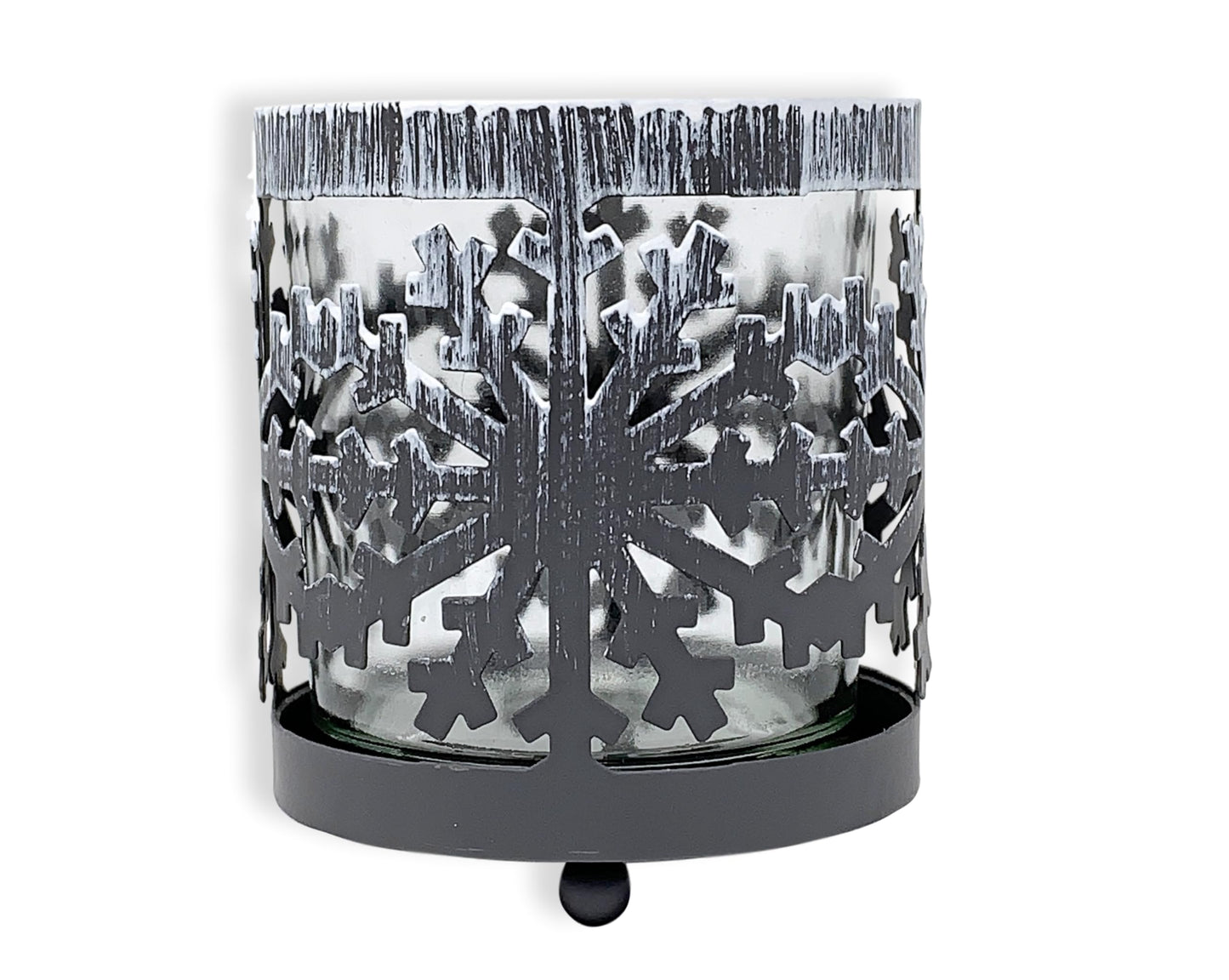Metal Snowflake Candle Holders Set of 2 with Glass Votive Inserts, Winter Table Centerpiece Decorations, Christmas Snowflake Decor for Dining Table, Mantel, Shelf, Holiday Home Accent, 3 Inch Height