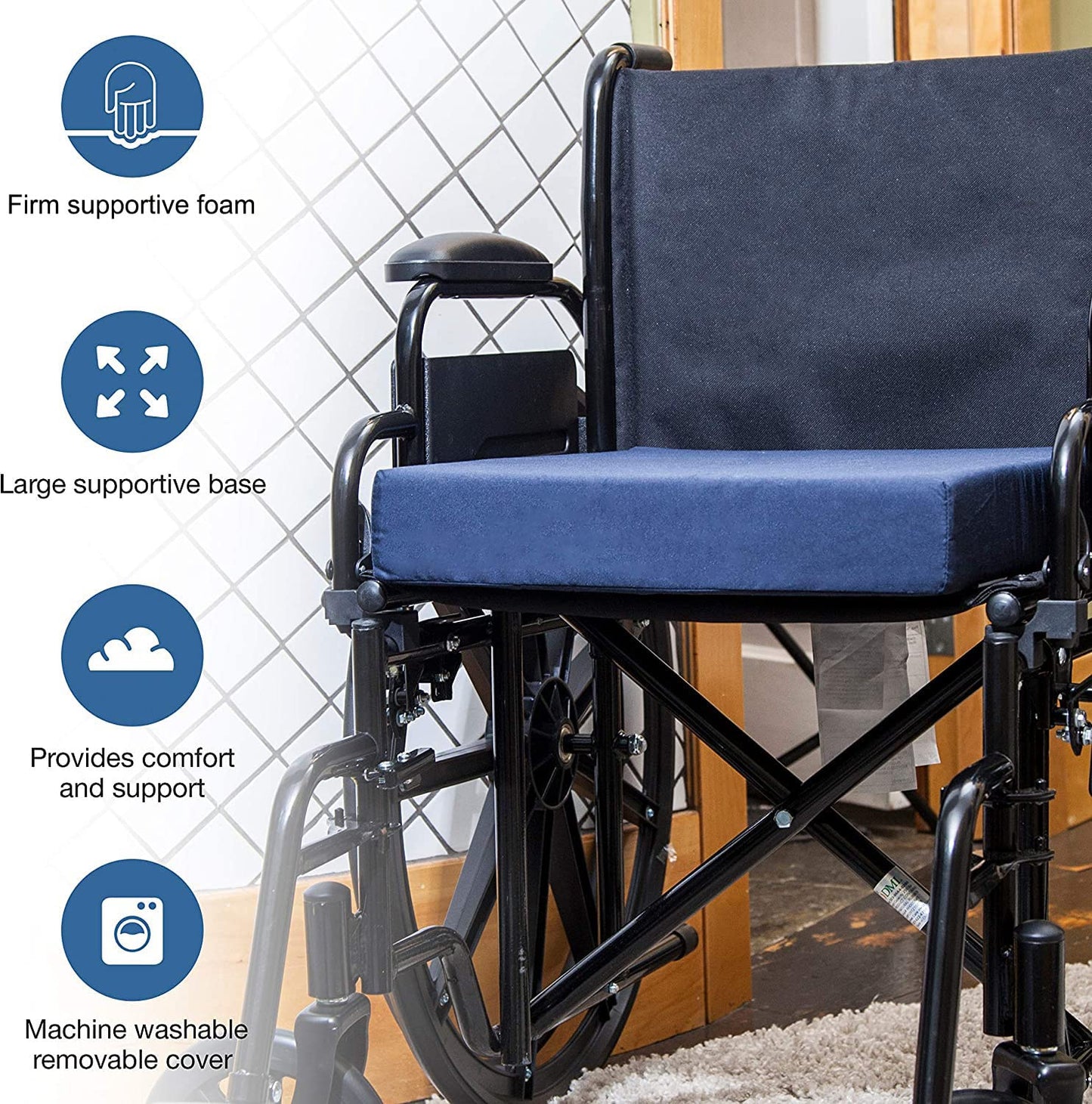 DMI Seat and Chair Cushion for Office Chairs, Wheelchairs, Scooters, Kitchen Chairs or Car Seats, FSA HSA Eligible, for Support and Height while Reducing Stress on Back, Tailbone or Sciatica