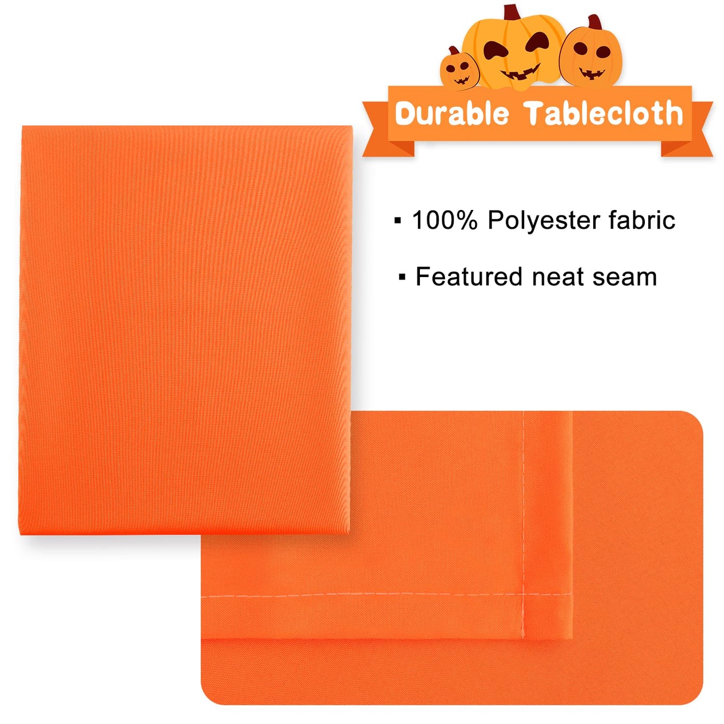 Hiasan Pumpkin Orange Rectangle Tablecloth - Waterproof Washable Polyester Fabric Table Cloth for Buffect Dining Birthday Party Wedding, 70 x 90 Inch