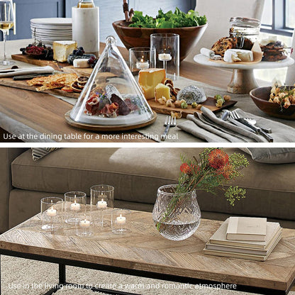 YLSMILE Cylinder Hurricane Glass Candle Holder for Table Centerpieces, Clear Votive Candle Holders for Wedding Parties, Decorative Candleholders for Home Dining Room Decorations (Set of 3)