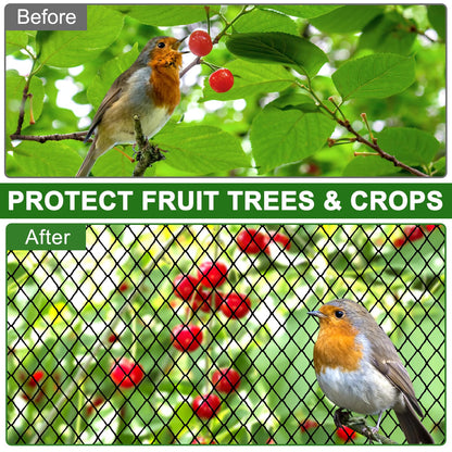 DQS Bird Net - 25' x 50' Garden Netting with 2.4" Square Mesh Protect Fruit Tree, Plant and Vegetables from Poultry, Deer and Pests, Heavy Duty Bird Netting for Garden, Farm, Orchard