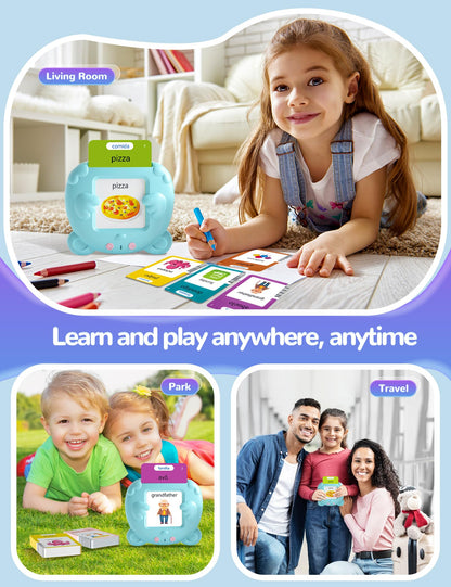Portuguese and English Talking Flash Cards for Toddlers, 224 Sight Words Bilingual Learning Toys for Kids, Autism Pocket Speech Therapy Toys, Brazil Português Vocabulary Educational Flashcards