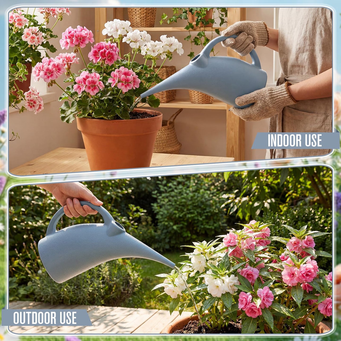 LemonRoad 4 Pack Small Indoor Watering Plant Can 1/4 Gallon Plastic Long Spout Indoor Outdoor Plant Watering Cans Bulk Pot, Precise Pour for Houseplants Succulents Garden Office Decor