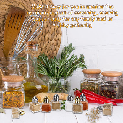 60 Pcs Mini Salt and Pepper Shakers 0.5 oz Glass Cube Clear Spice Shaker with Lid for Home Kitchen Restaurant Seasonings Powdered Sugar Salt Wedding Party (Color Set 1)