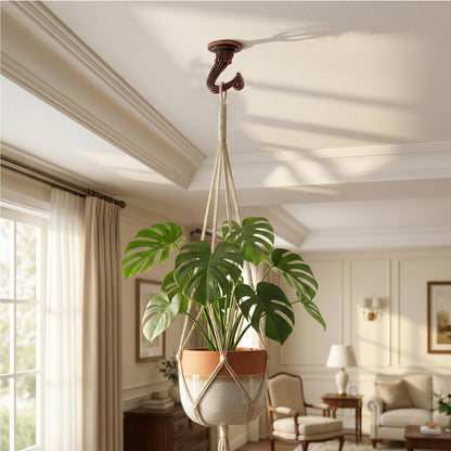 RiseDirectly 6-Pack Heavy Duty Antique Brass Ceiling Hooks for Hanging Plants, Swag Hooks with Hardware for Chandeliers, Indoor Plant Hangers & Lightweight Decor