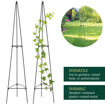 Arcadia Garden Products – No Assembly Required – 4 ft Folding Metal Obelisk Trellis for Climbing Plants – Plastic-Coated Grow Support for Indoor Outdoor Flowers, Vegetables, Vines, Ivy