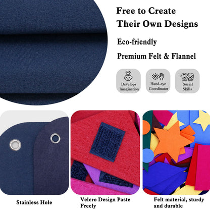 Craftstory 144 Pcs Shapes Felt-Board for Toddlers, Preschool Classroom Must Haves Learning Activities Tangram Toys Teacher Aide 3.5 Ft Large Wall Hang Sensory Activities Kit